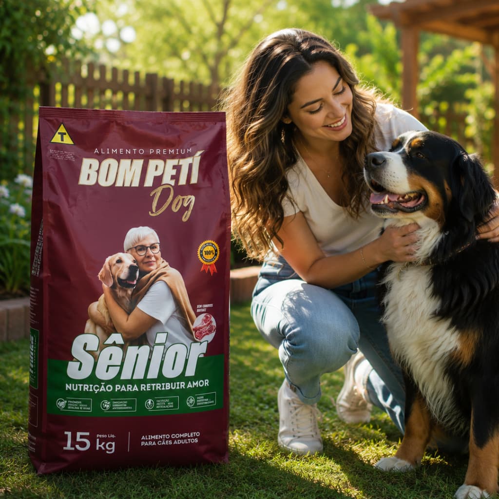 Ração Para Cachorro Bom Petí Dog Sênior 15kg Raças Médias e Grandes Sabor Carnes Nobres