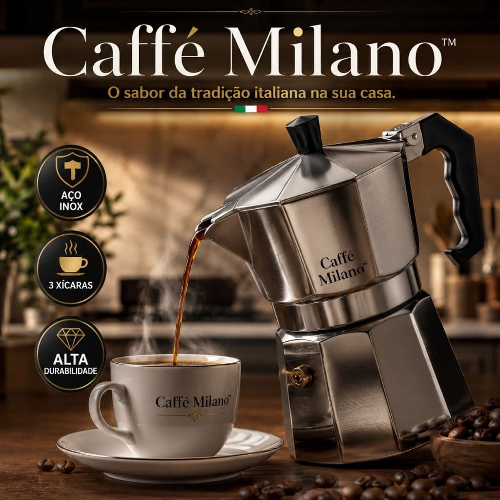 Cafeteira Italiana Inox 3 Xícaras Moka Café Expresso Aço Inox Manual Tradicional Compacta Resistente