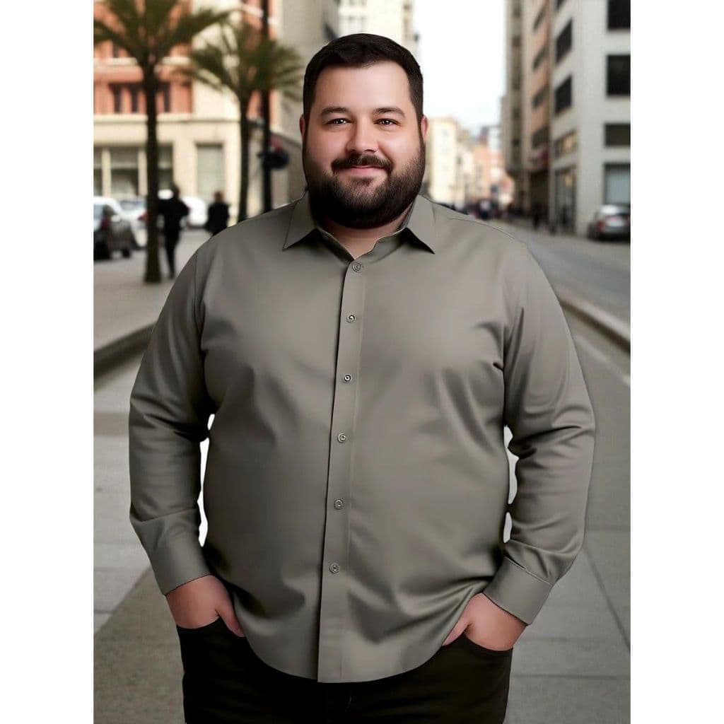 Camisa Social Slim Premium Super Plus Size Modal e Elastano Tamanhos  10/11/12 Até 195Kg)Não Amassa