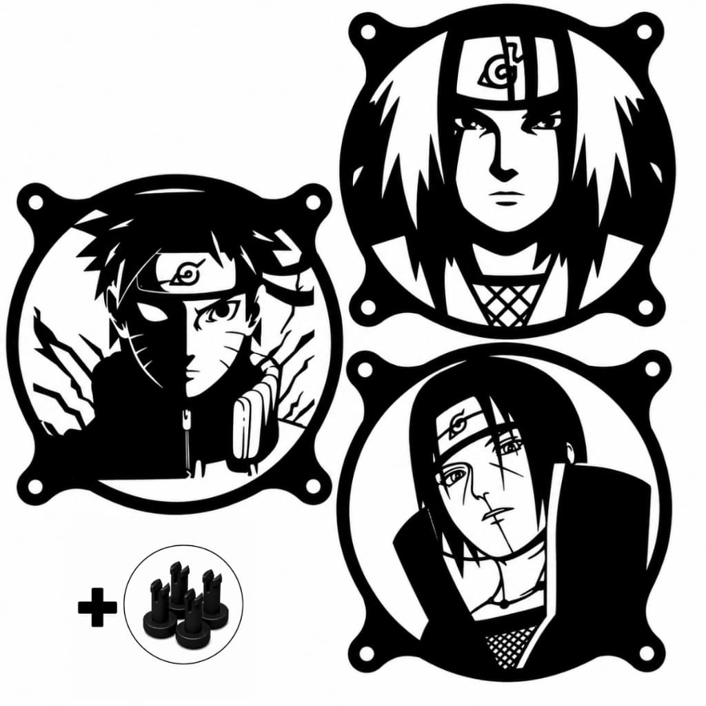 Kit 3 Grelha Fan 120mm Naruto Pc Gamer Cpu Gamer Capa Fan Setup Gamer