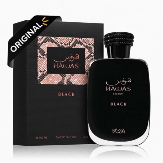 [Original] Perfume Hawas Black For Him Eau de Parfum 100ml - Masculino Importado