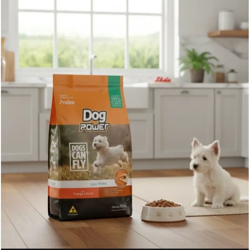 10kg, DOG POWER FILHOTES, GRÃOS MACIOS, sabor Frango e Arroz, Super Premium, ração para cachorro filhote, todas as raças