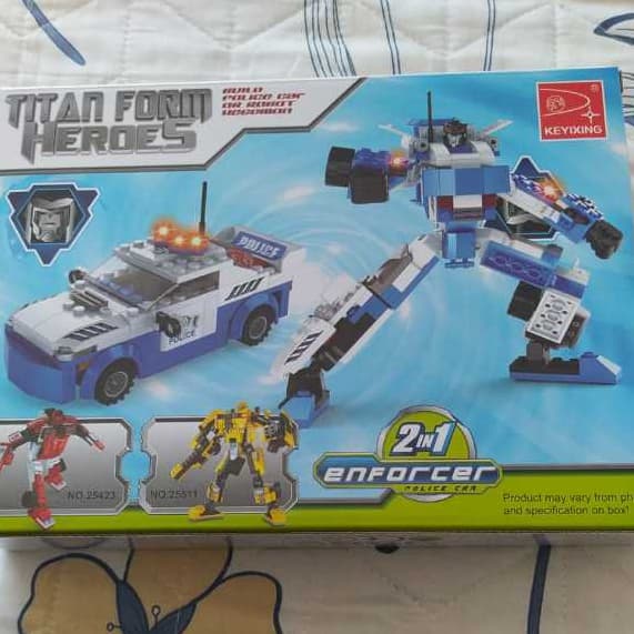 Blocos de montar de construçao tipo lego 180 peças Transformers titan heroes 2 em 1