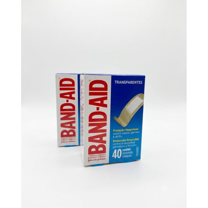 kit 2 Curativo Adesivo Transparente Band-Aid 40un cada - Proteção Contra Sujeira, Permite Respirar, Design Discreto