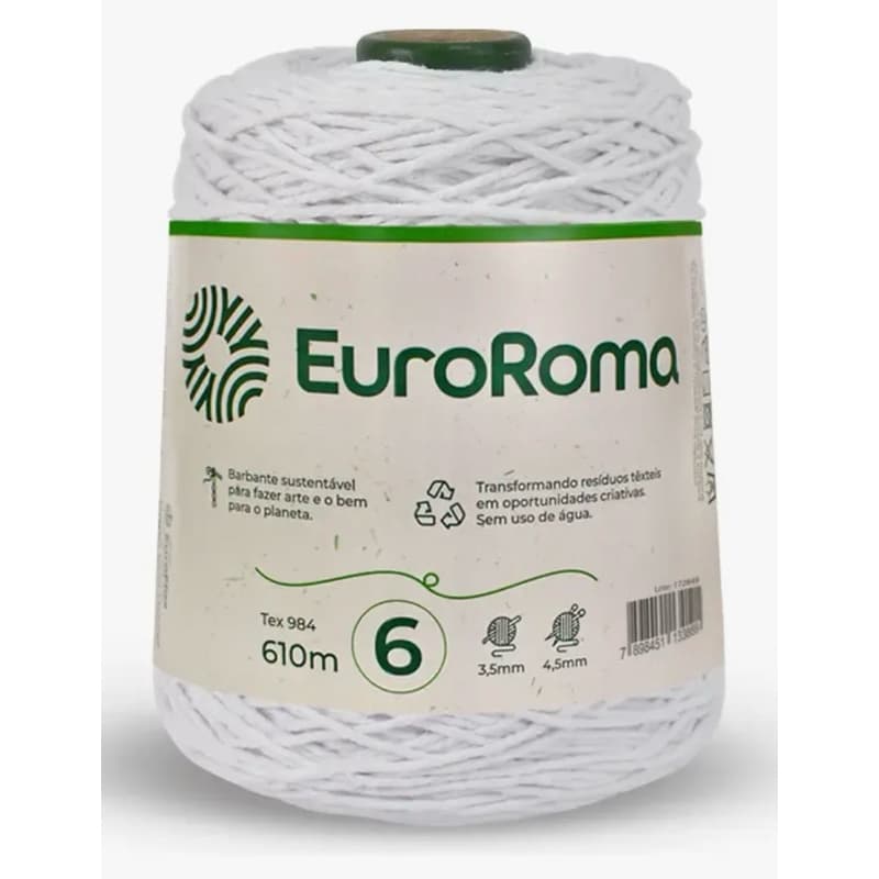 Barbante N:6 EuroRoma 600g Fio 4 e 8 para Tricô e Crochê