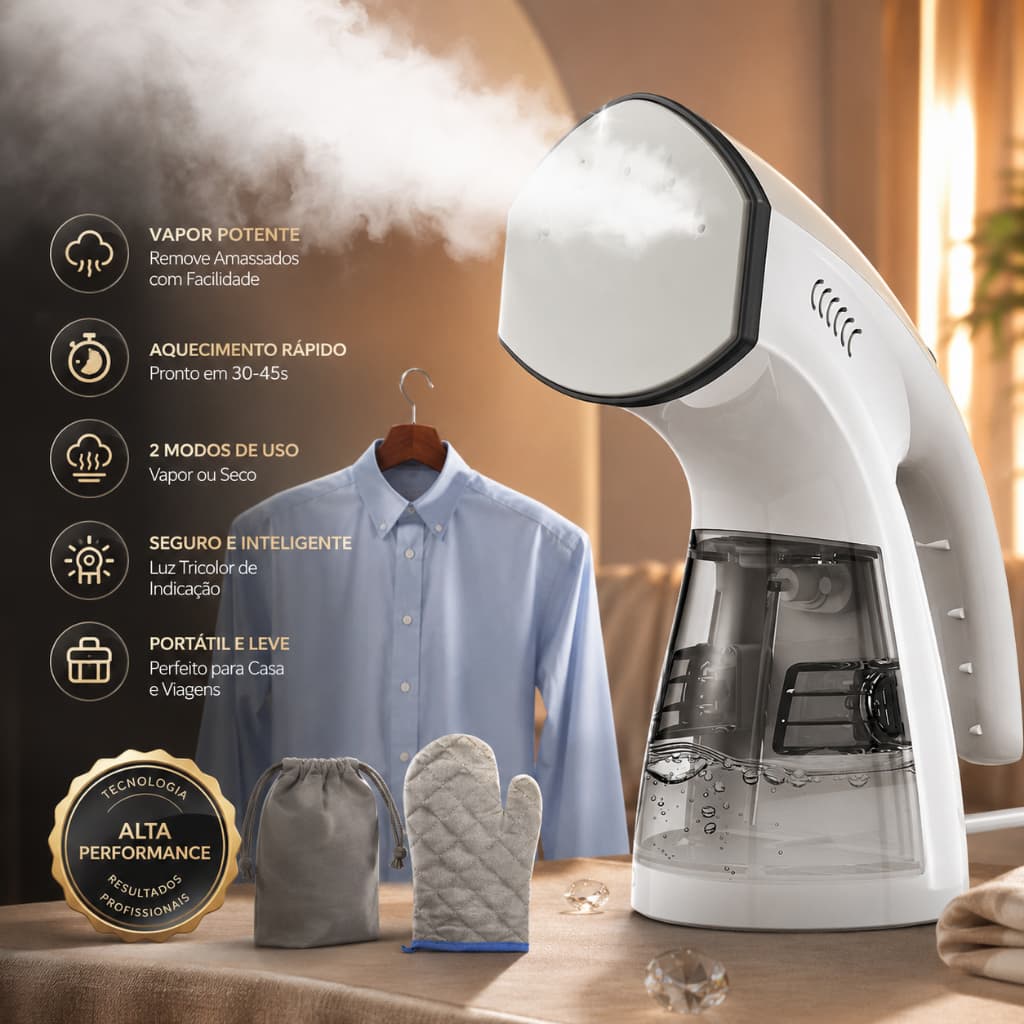 Ferro A Vapor Portatil Vaporizador De Roupas Passadeira De Mao 1600W Potente 2 em 1 Passa A Seco E Vapor Aquecimento Rap