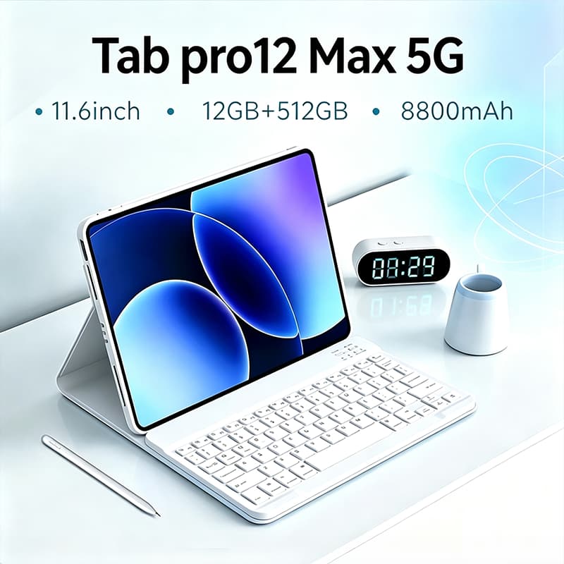 Tab Pro12Max: 12GB RAM 512GB | Android 15 | Tela 11.6" HD | 5G | Bateria 8800mAh | Com Teclado e Mouse Grátis