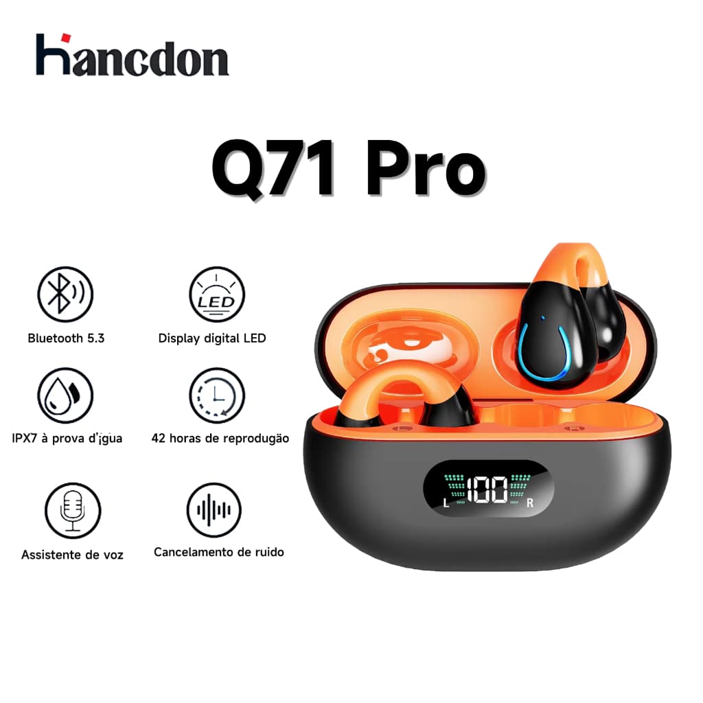 Fones de ouvido Bluetooth Q71 Fones de ouvido esportivos Bluetooth 5.3 Fones de ouvido com cancelamento de ruído Chamada