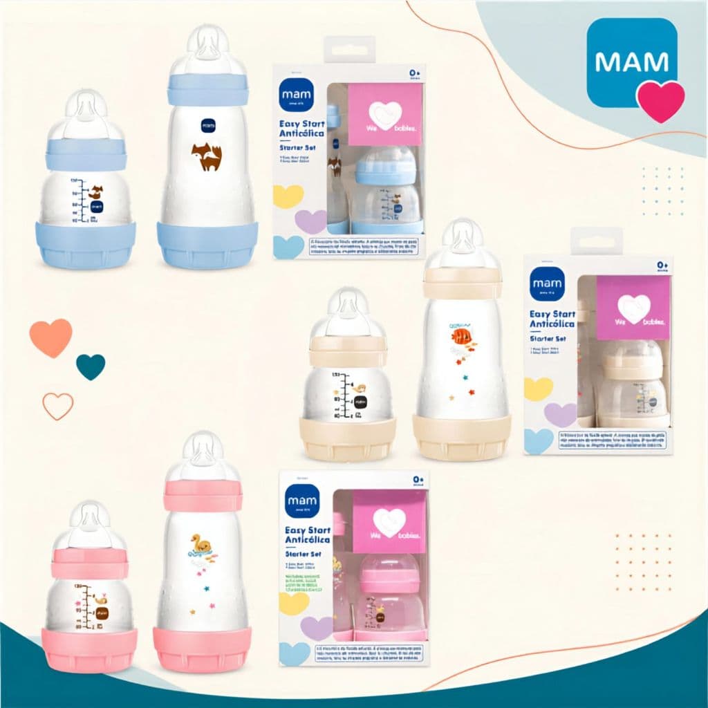 Kit 2 Mamadeiras MAM Easy Start 130ml E 260ml Anticólica Original Bico Silicone Skinsoft RN Bebê +2 Meses