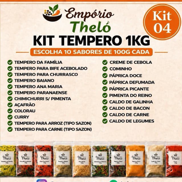 Kit Temperos 1kg Empório Theló – Escolha 10 Sabores | Temperos a Granel Premium para Churrasco e Cozinha