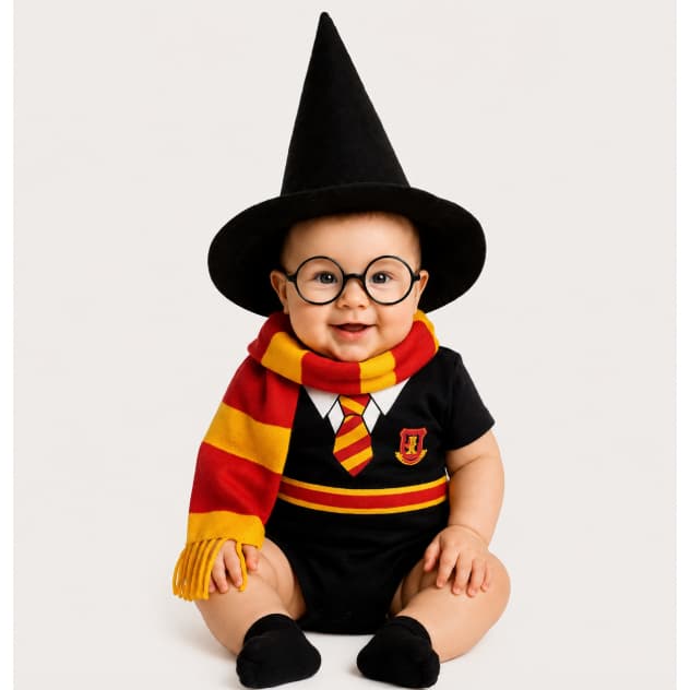 Body Harry Potter bebe Fantasia Temática Menino Menina Mesversário Aniversário Festa Roupa de Bebê