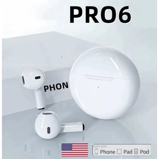 Air Pro 6 TWS Fones De Ouvido Sem Fio Com Fone Bluetooth Esportivo