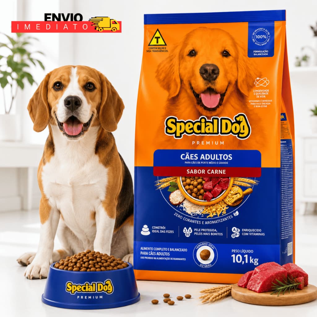 Ração Para Cães Adultos Médios e Grandes 10,1kg Special Dog - Envio Imediato