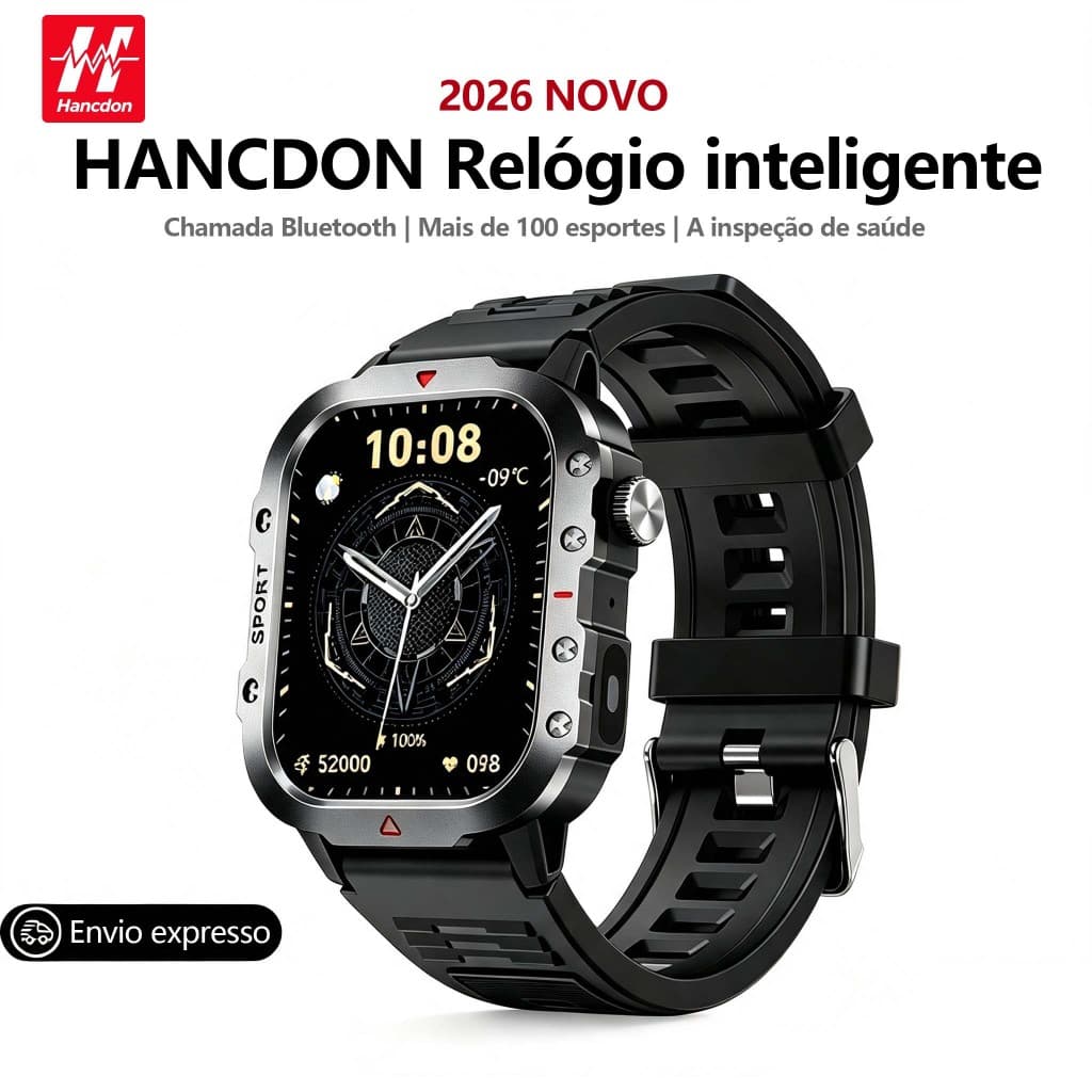 smartwatch relogio masculino HANCDON Relógio inteligente H11 Mais de 100 esportes Pulseira de metal Assistente de voz