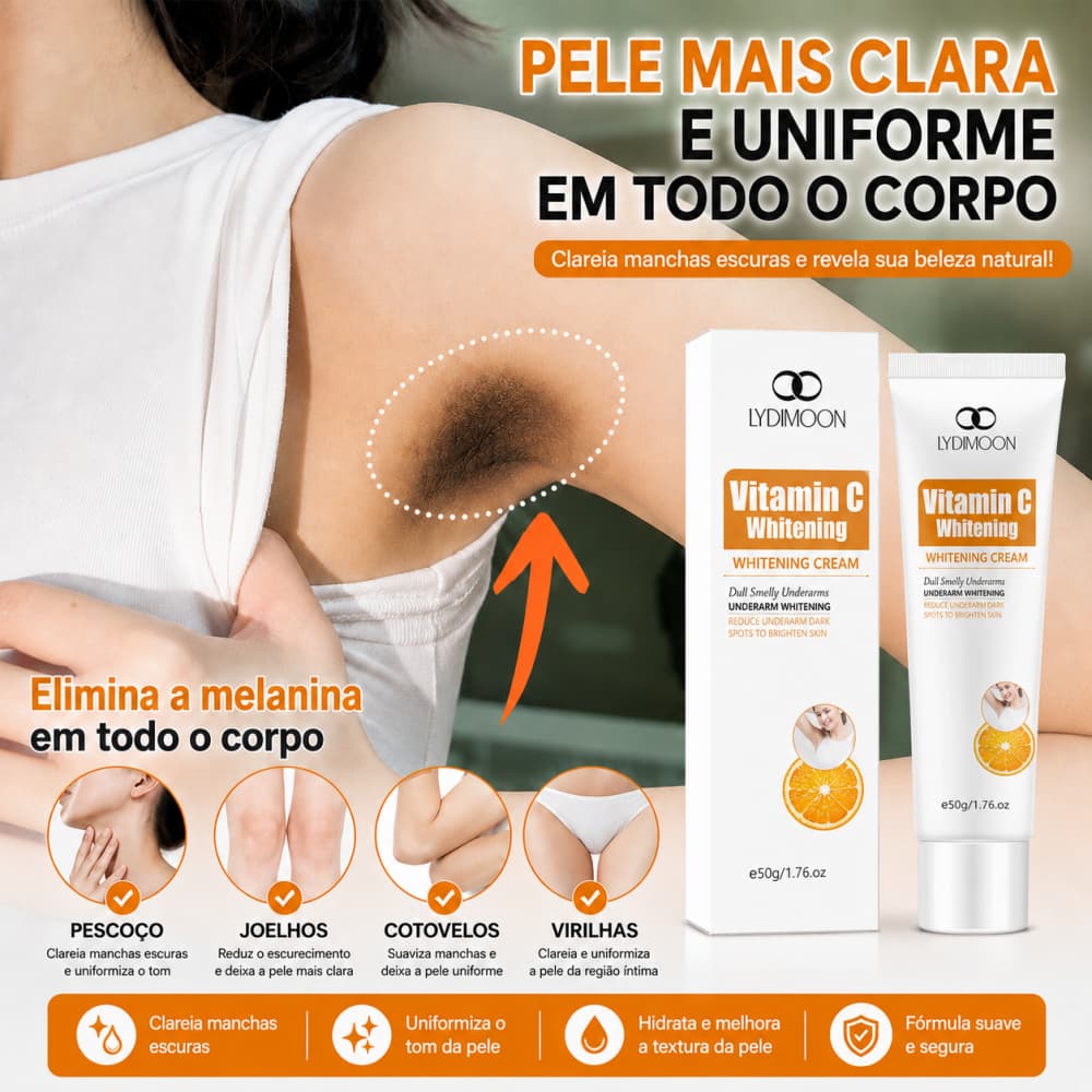 Creme Clareador Clareador Corporal Axilas Virilha Anti Manchas Vitamina C Cotovelos Joelhos Hidratante Iluminador