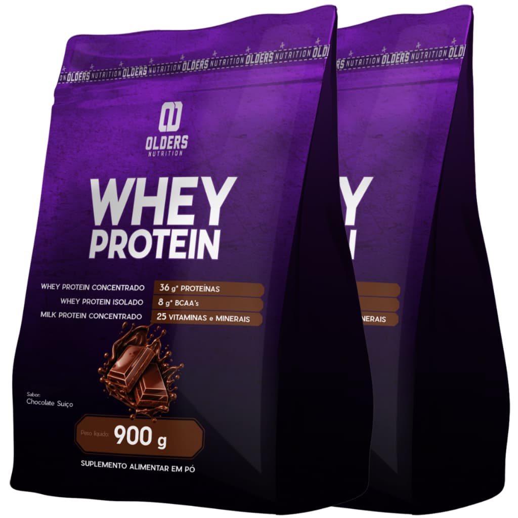 Pack 02x Refil Whey Protein Isolado Chocolate Suiço com Zinco + Magnesio + Vitaminas Auxilia na Recuperação Pós Treino