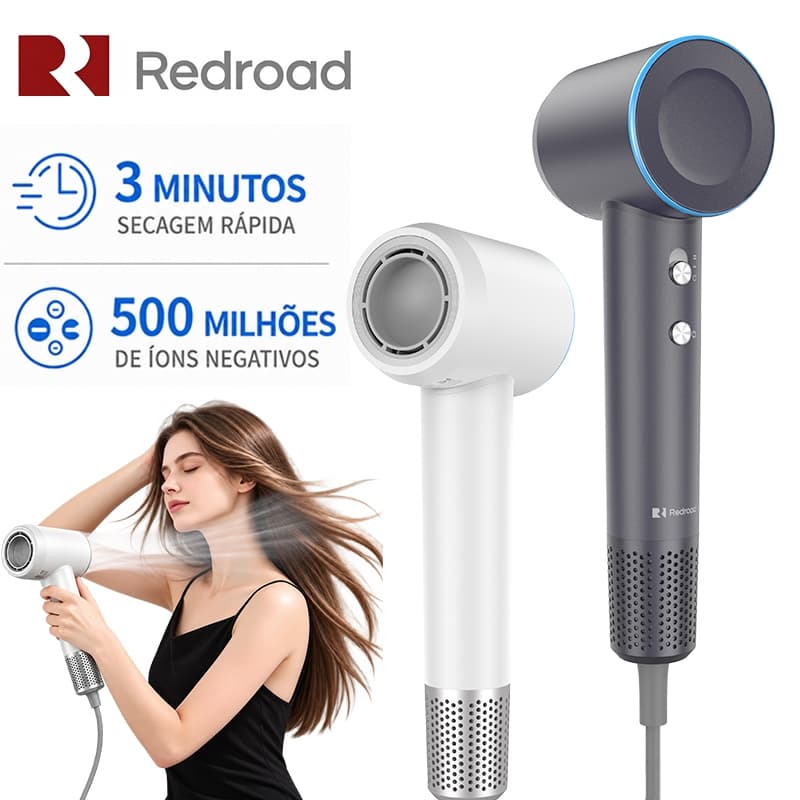 Secador de Cabelo Alta Velocidade Secador íons negativos Profissional 1600W de 2 Minutos Secagem Rápida  redroad GF-10