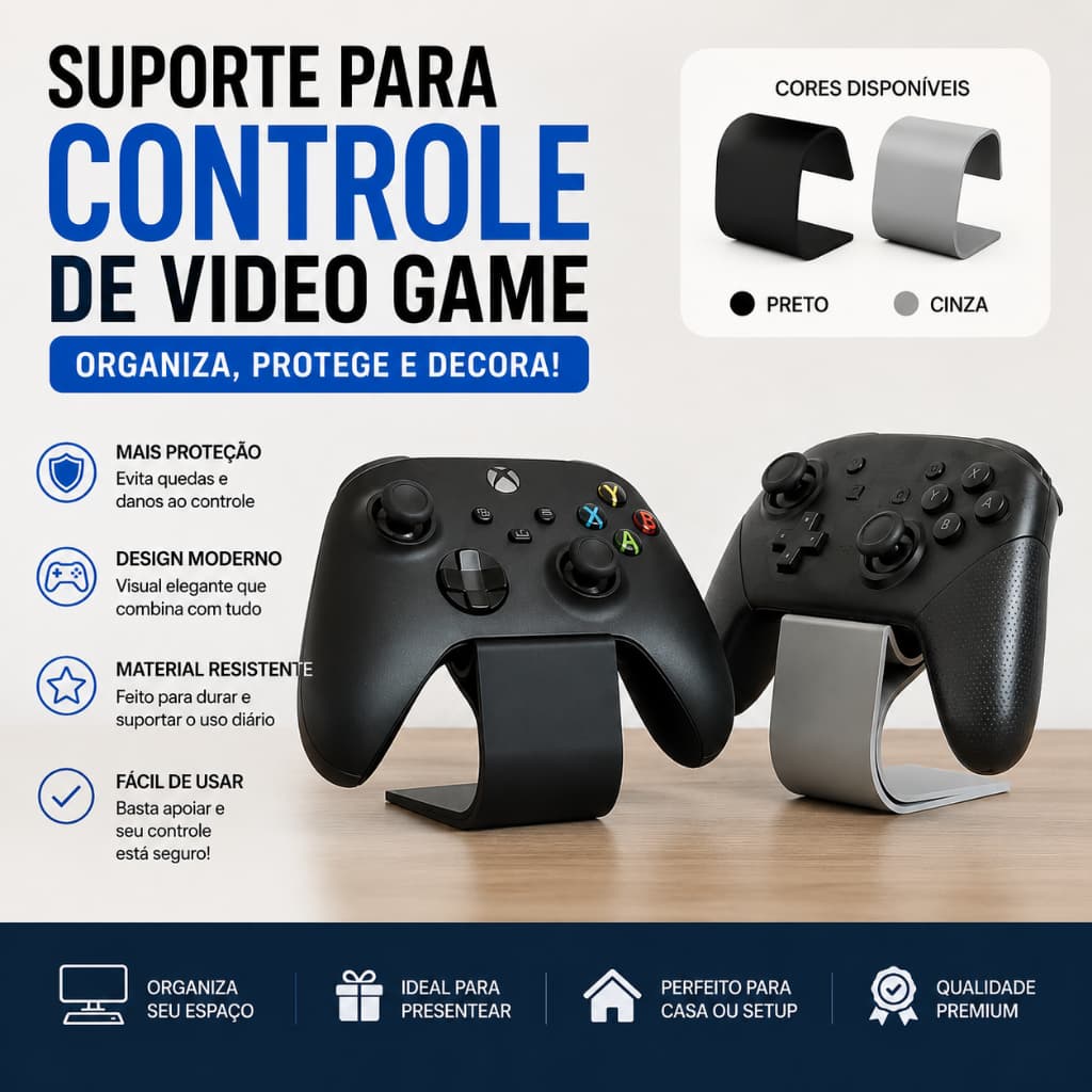 Suporte Para Controle De Videogame Organizador De Mesa Base Para 1 Controle Gamer Compatível Com Diversos Controles