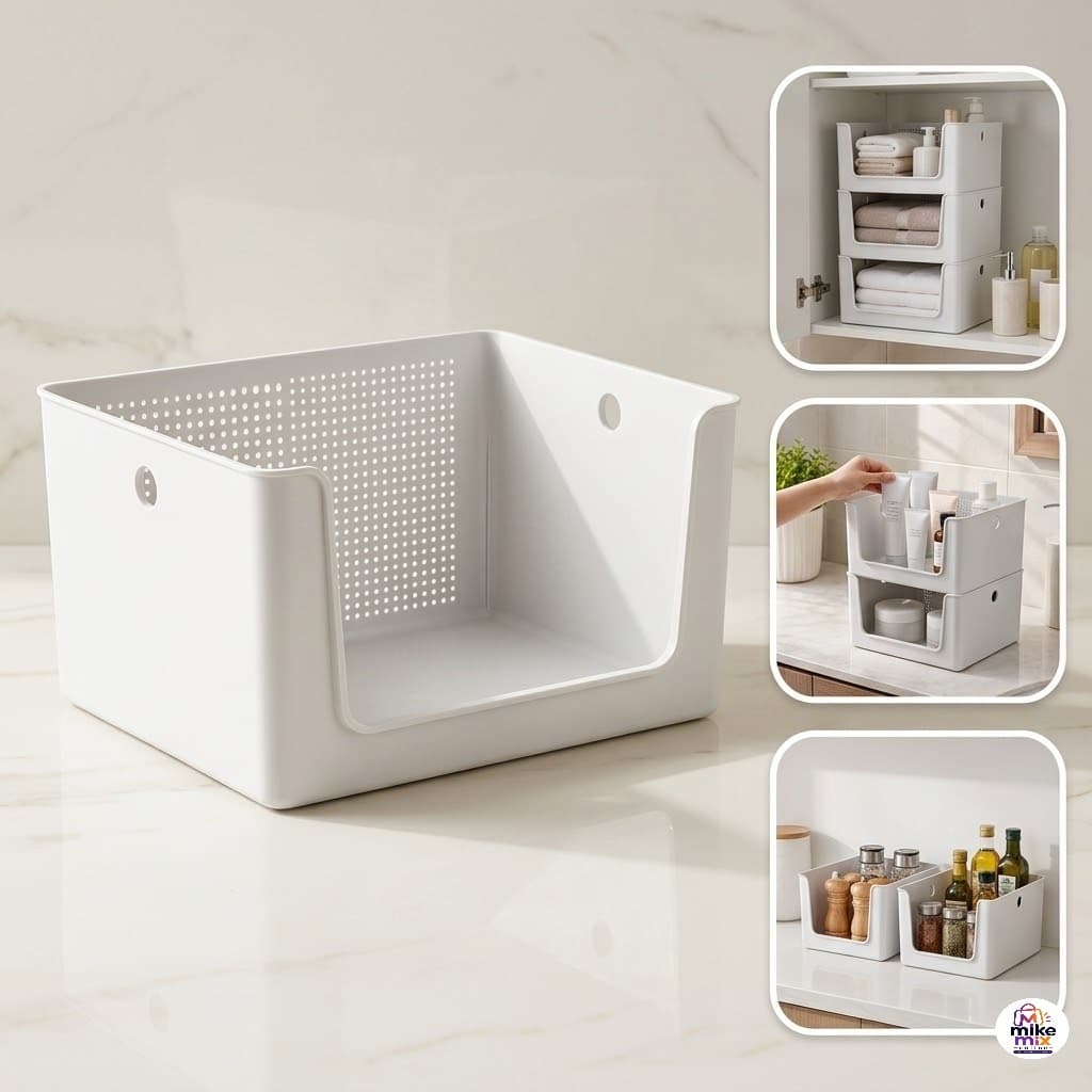 Cesto Organizador 16 L Branco Multiuso Banheiro Quarto Armário Guarda Roupa Cozinha Lavanderia Cesto Plástico Casa e Lar