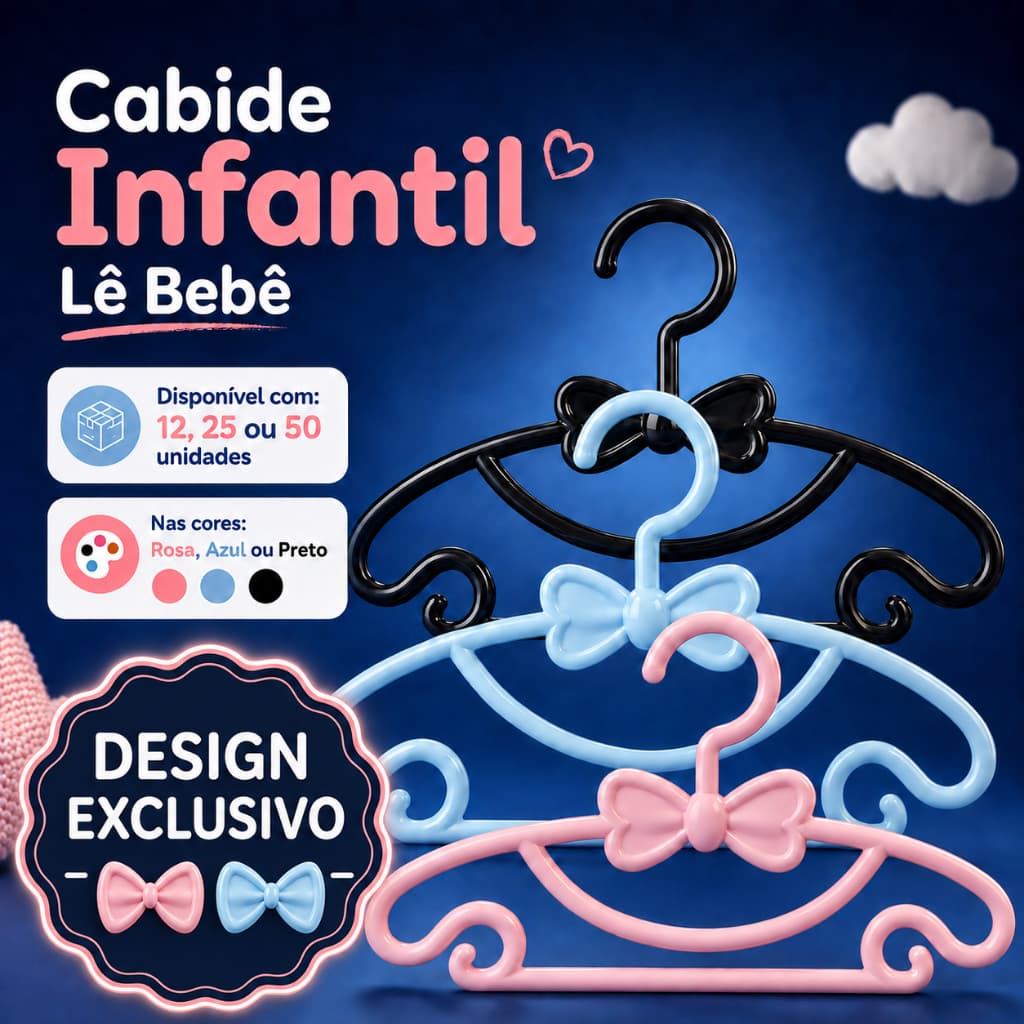 Cabide Infantil Le Bebê Plástico Reforçado Resistente Menino Menina Roupas Baby Criança Enxoval Organizador Kit