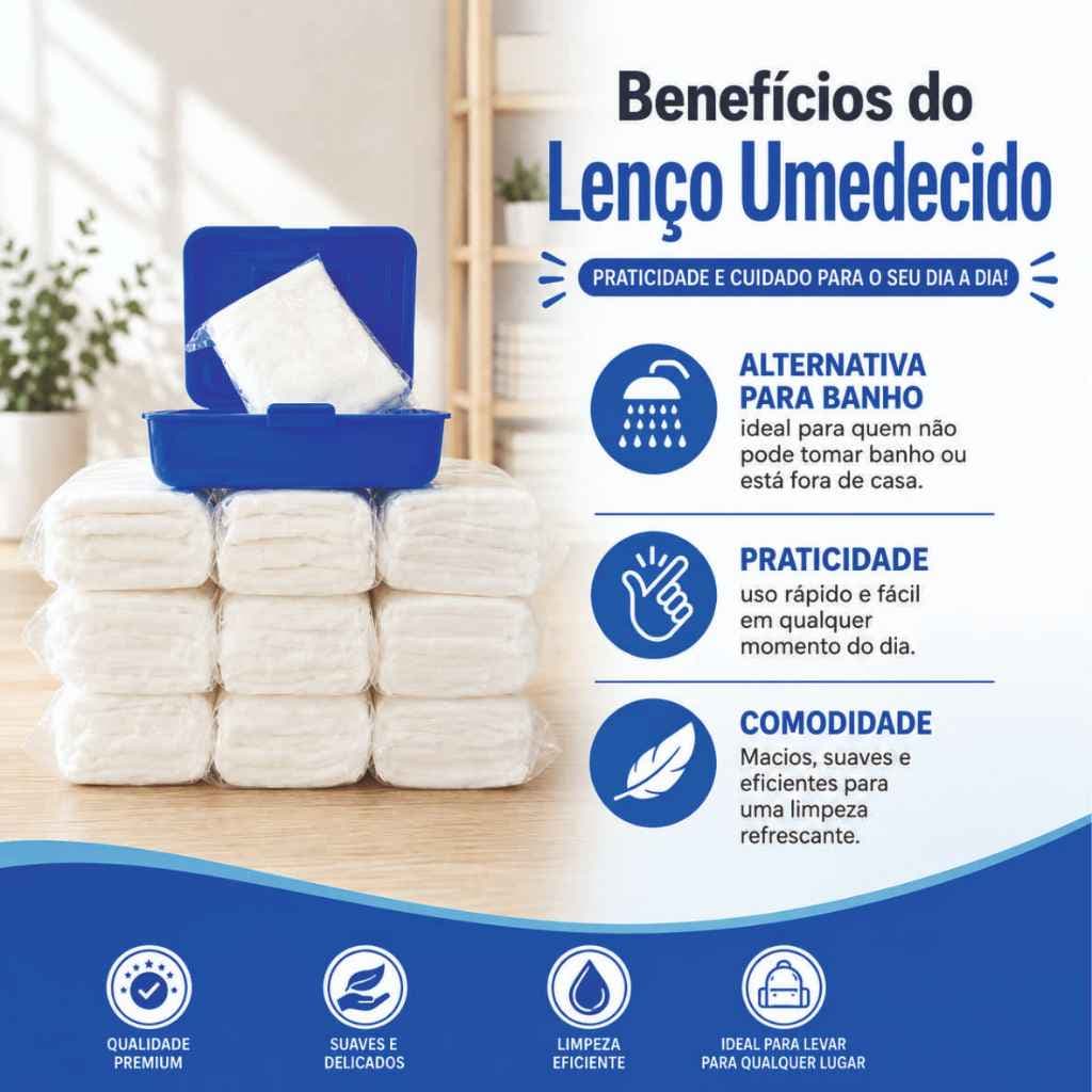 Lenço Umedecido Bebê e Adulto 1000 unidades Maleta e Refil