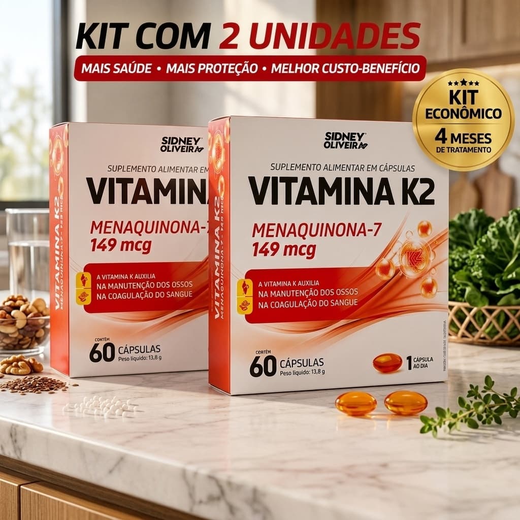 VITAMINA K2 120 CÁPSULAS KIT 2 UNIDADES SUPLEMENTO ALIMENTAR ALTA QUALIDADE
