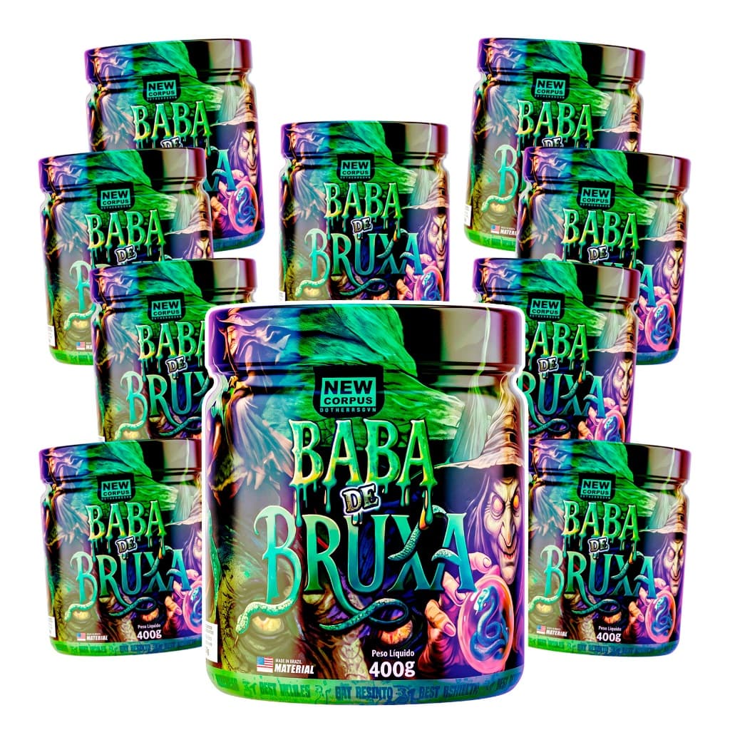 Kit 10x Baba de Bruxa Pre Treino 400g c/ Cafeína Tirosina Beta Alanina Energia Disposição