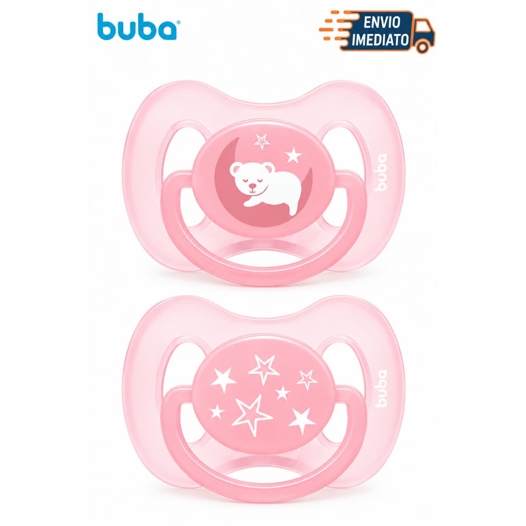 Kit 2 Chupetas Buba Comfort Rosa - Livre Bpa Tam 1 (0-6m) Cor Rosa - Tam 1 - ideal para seu bebe - qualidade BUBA