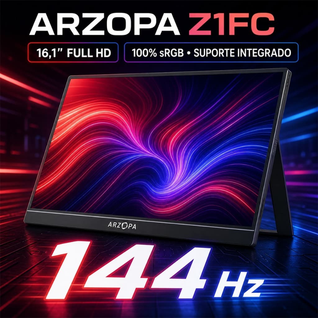 Monitor Portátil Gamer ARZOPA Z1FC 16,1” Full HD IPS 144Hz USB-C Mini HDMI HDR10