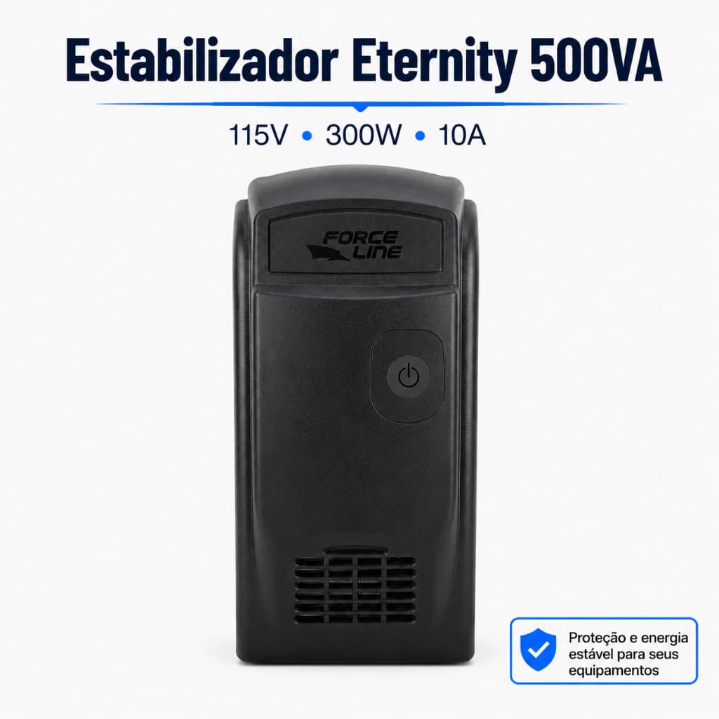 Estabilizador de energia Eletrodoméstico 500VA 115V Eternity Televisão Notebook Computador Roteador Protetor Force Line