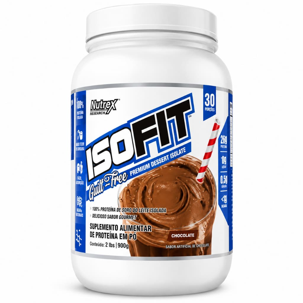 Isofit Nutrex 900g Whey Protein Isolado Sabor Chocolate