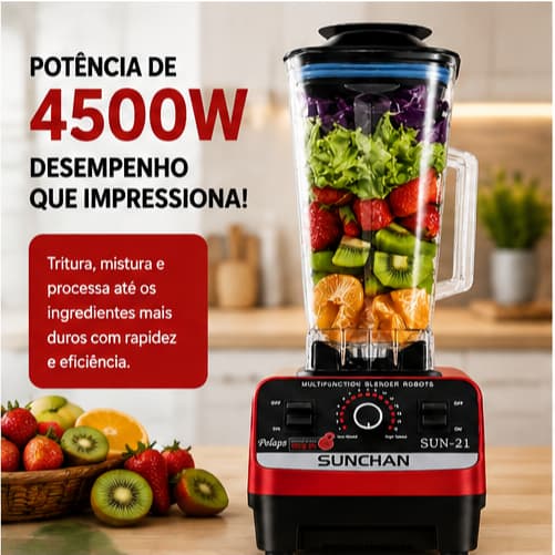 Liquidificador Potente Motor 4500W Capacidade 2 Litros Alta Performance 127V Sortido