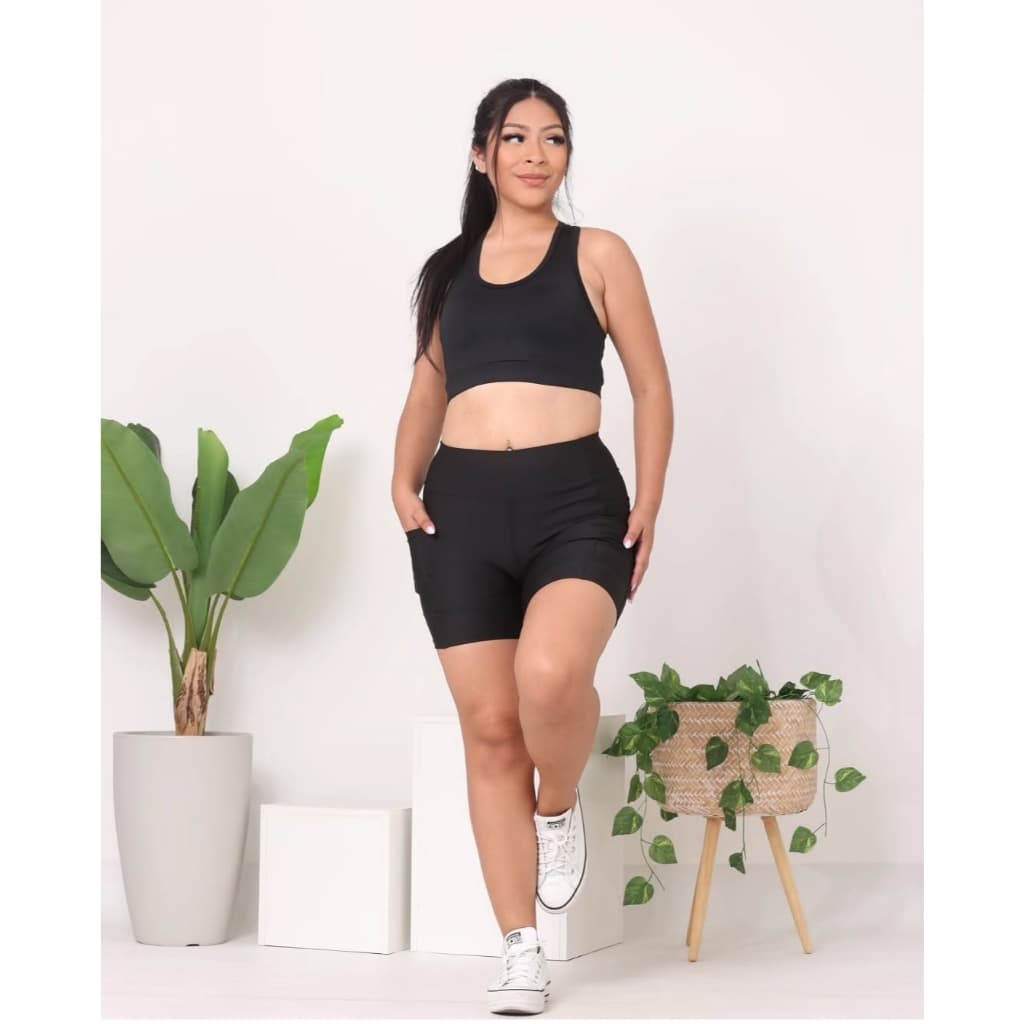 Short Feminino Meia Coxa Bolso  Suplex Power  Toque Suave Academia Fitness  Roupa de Academia   Roupa Feminina Casual