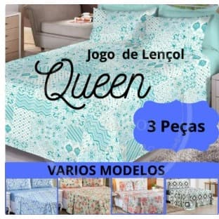 Jogo Lençol Casal 3 Peças Queen Jogo de Cama Estampado.