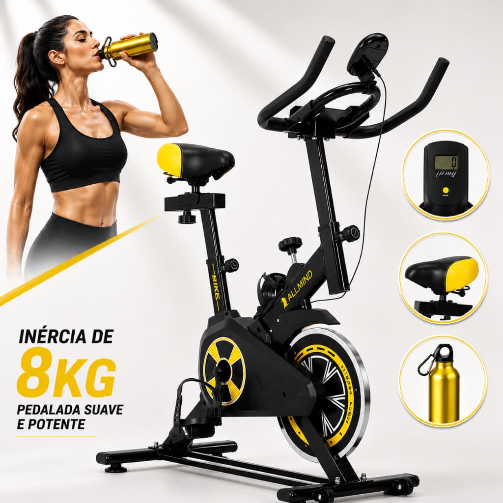 Bicicleta Ergometrica Spinning 8kg De Inercia Academia Fitness Profissional Sport Profissional Bike