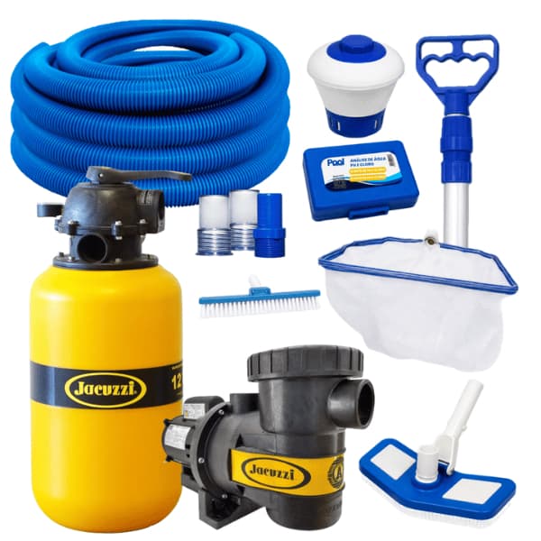 Kit Filtrante Piscinas Residenciais 12TP Bomba 1/3cv Kit Limpeza Completo Jacuzzi