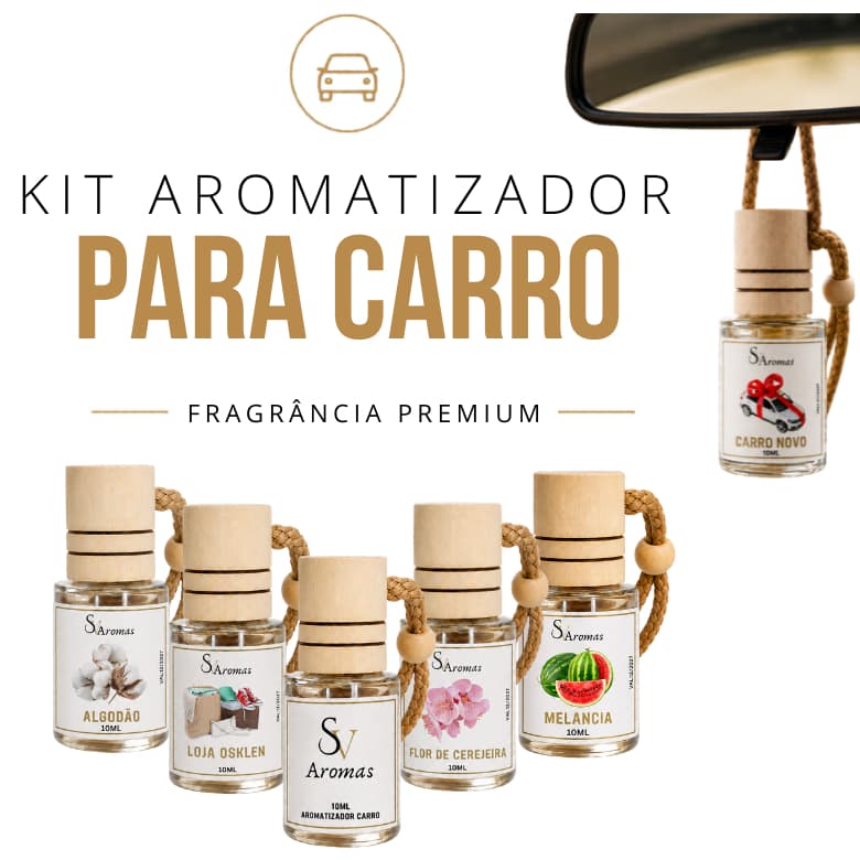 Kit Perfume para carro, Cheirinho para carro, Aromatizador de carro, Aromatizante automotivo,
