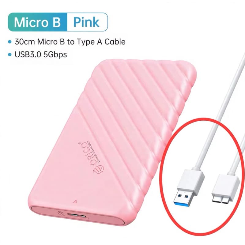Case Orico para HD/SSD 2.5” SATA USB 3.0 Micro-B 5Gbps | Gaveta Externa Compatível com Windows, Mac e Linux