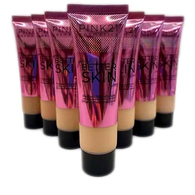 Base Líquida Pink 21 Your Better Skin Look Cobertura Uniforme Maquiagem