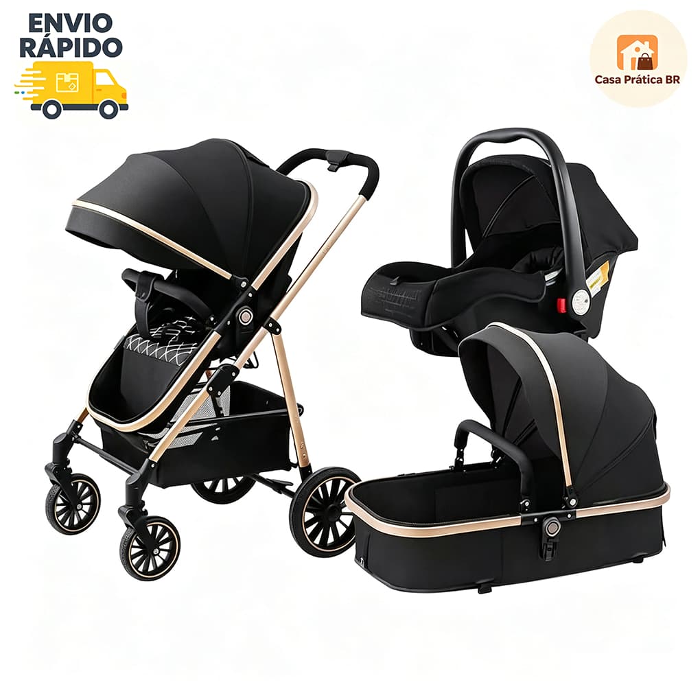 ✈️Envio Rápido｜Carrinho de Bebê Butterfly, Assento Reversível, Proteção UV50+, Kit com Bebê Conforto