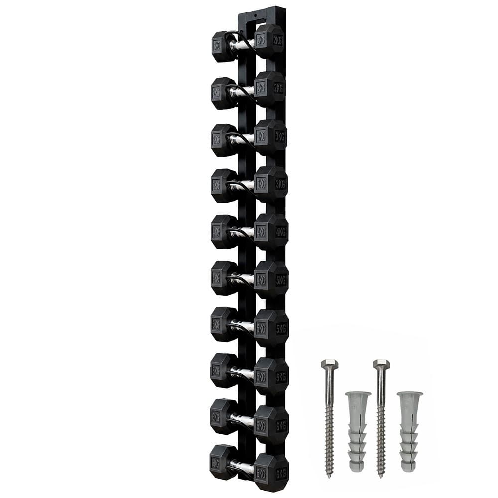 Suporte de Halteres de Parede 10 Abas p/ 5 Pares - Organizador para Casa e Academia, otimiza espaço