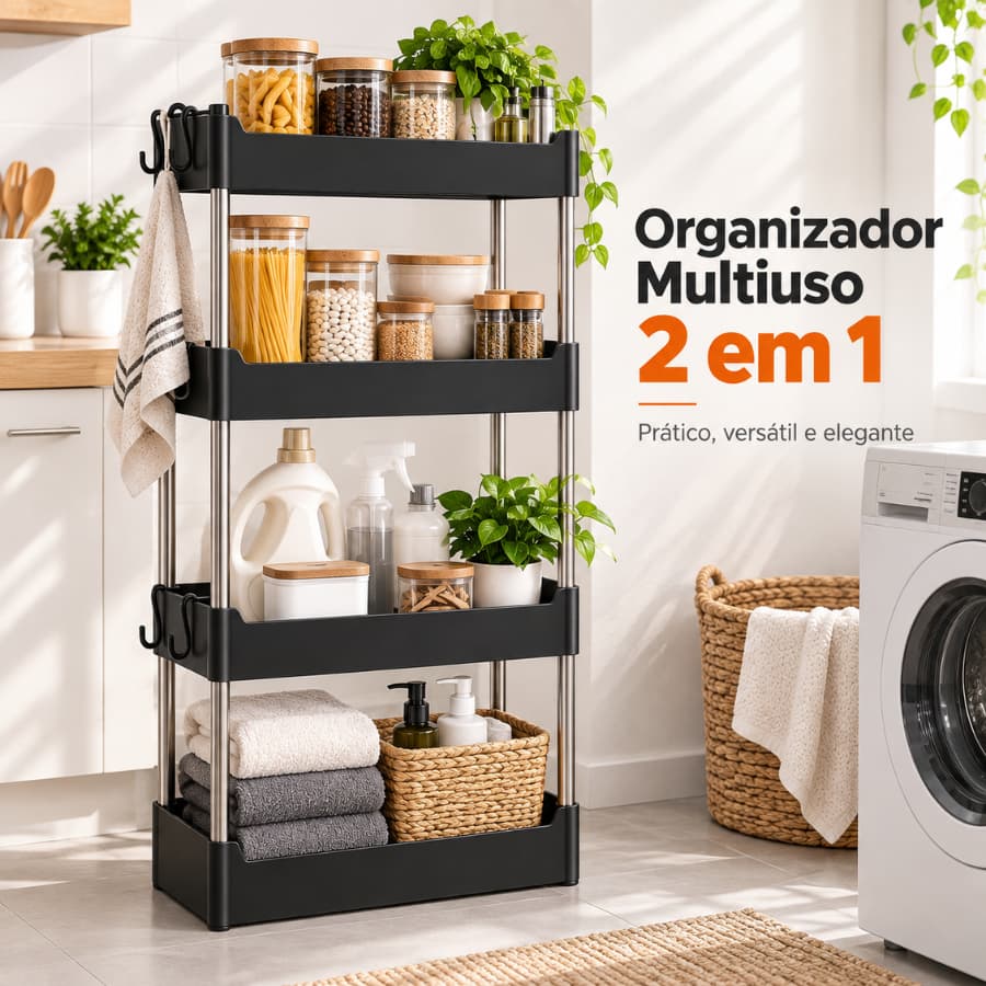 Prateleira Estante Organizadora Multiuso 4 Andares Modular Plástico Casa Quarto Cozinha Lavanderia