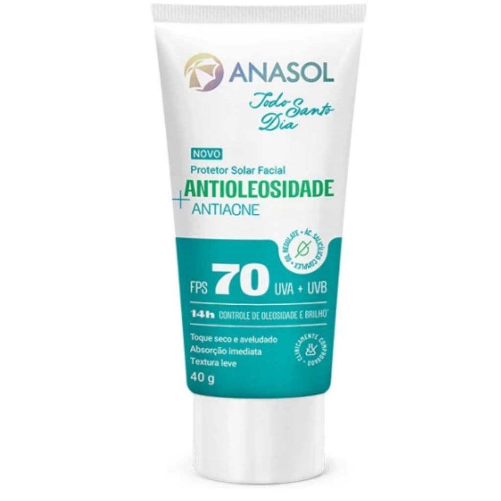 Protetor Solar Facial Anasol Antioleosidade + Antiacne FPS 70 — 40g