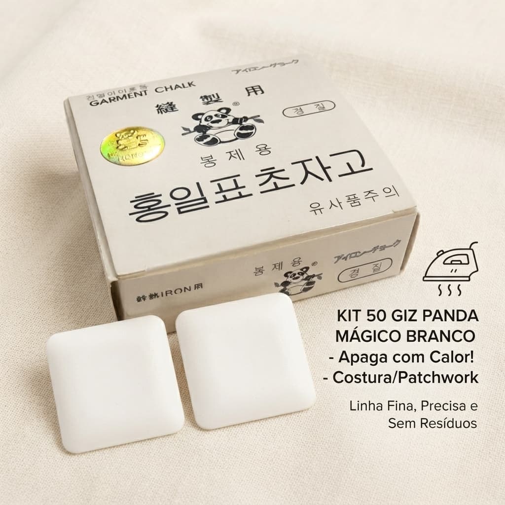 Giz Mágico Panda Branco Para Marcar Tecido Apaga com Calor Costura Alfaiataria Patchwork ModaBR
