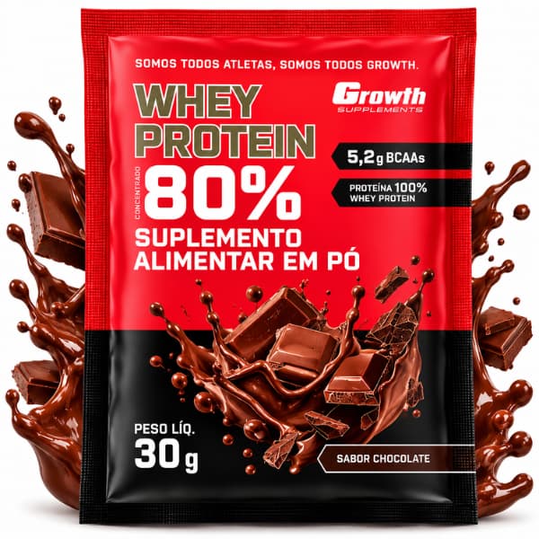SACHÊ DE WHEY PROTEIN GR0WTH SABOR CHOCOLATE 30GR