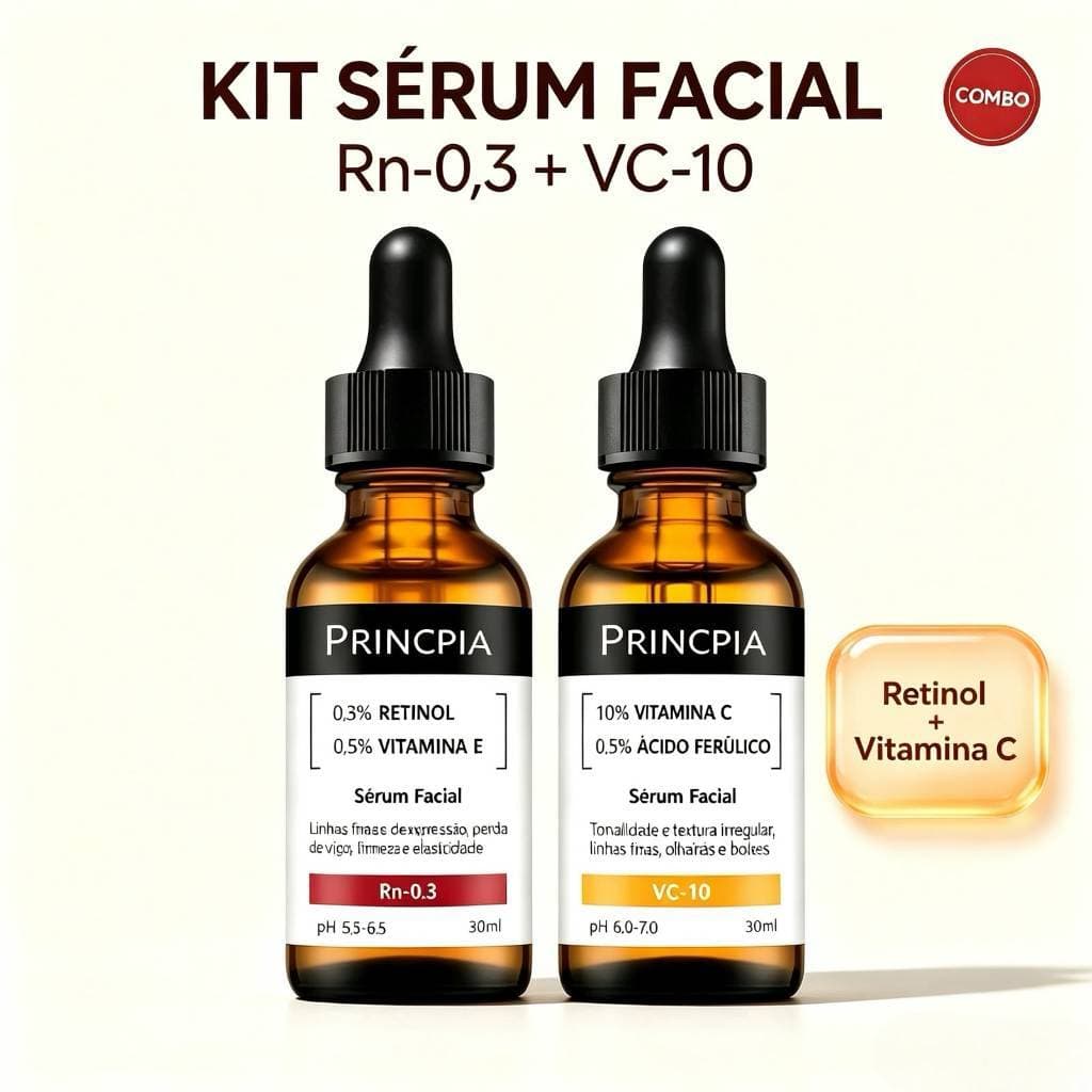 Skincare Dia e Noite – Vitamina C VC-10 + Sérum Retinol RN-0,3 | Cuidados Faciais
