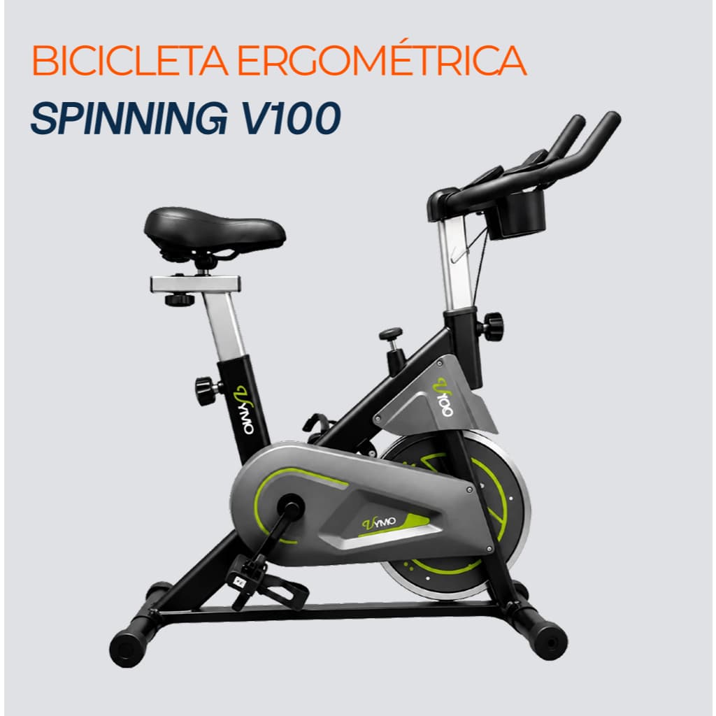 Bicicleta Ergométrica Spinning com Resistência Ajustável e Painel Até 120kg Vymo V100 Com Garrafinha Brinde