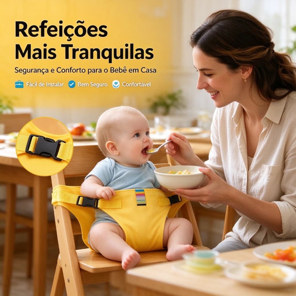 Cinto portátil para cadeira de alimentação bebê Cinto para restaurante Universal e ajustável costura reforçada