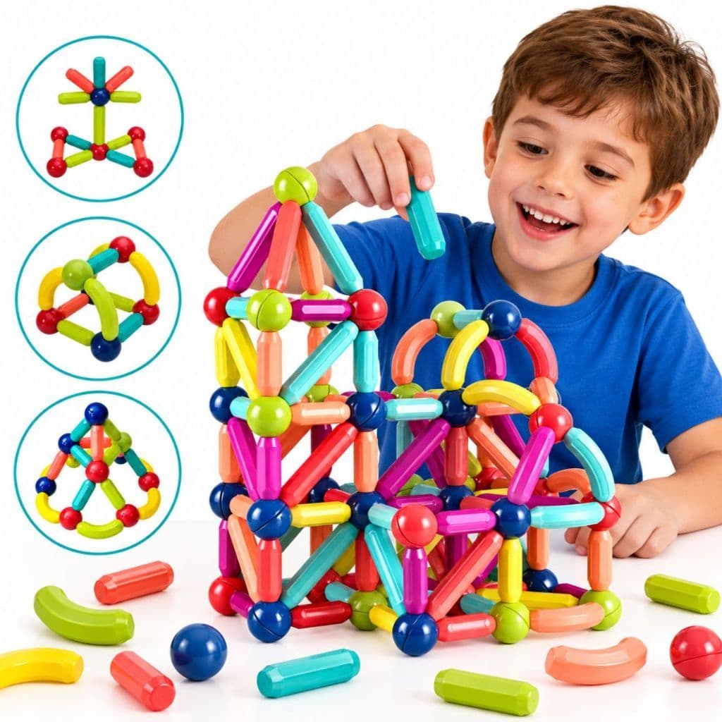 Blocos de Montar Magnético Construção 42 á 144 Peças Brinquedo Educativo Infantil Menino Menina