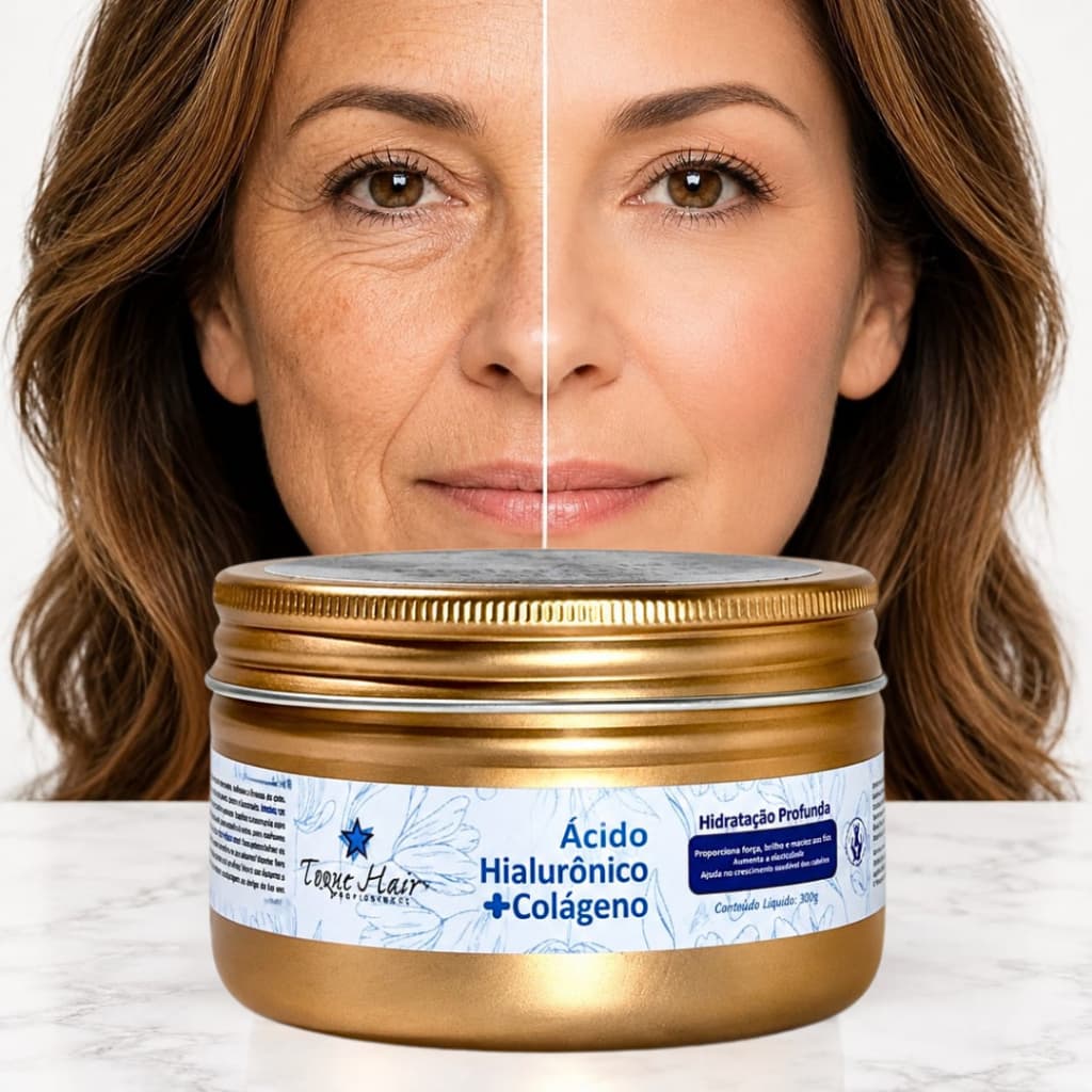 Creme Facial Ácido Hialurônico + Colágeno Skincare Anti Idade Linhas de Expressão Rugas Hidratação Intensa